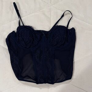 Garage Navy Lace Bustier corset top